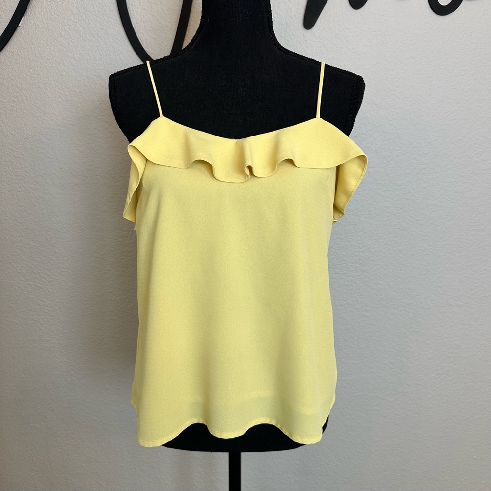 Lulu’s yellow, ruffled, small, adjustable strap top